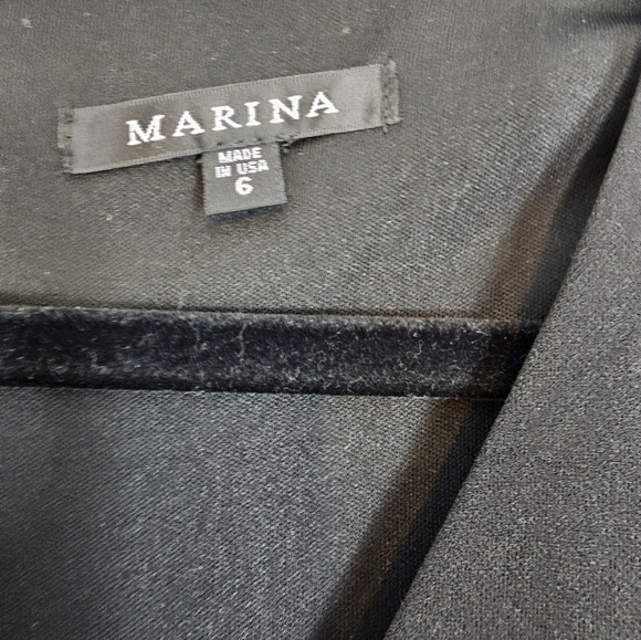 MARINA V-neck ruffled sleeveless formal size 6 black Jumpsuit NWT - Picture 6 of 11